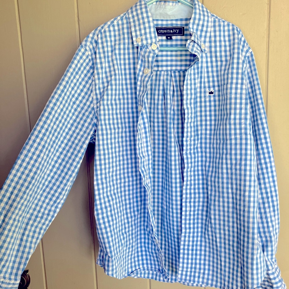 Crown & ivy boys checkered button up shirt